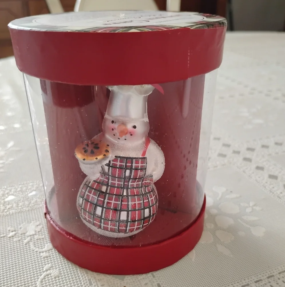 🆕 Williams Sonoma Snowman Chef Ornaments, Set Of 3, New
